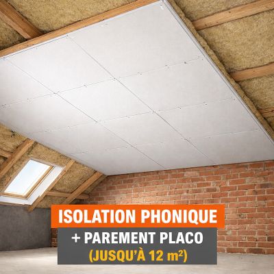 Isolation phonique + parement placo (jusqu'à 12 m²)