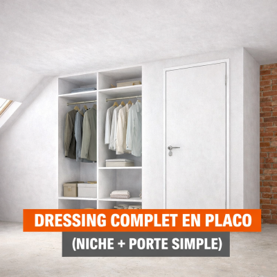 Dressing complet en placo (niche + porte simple)
